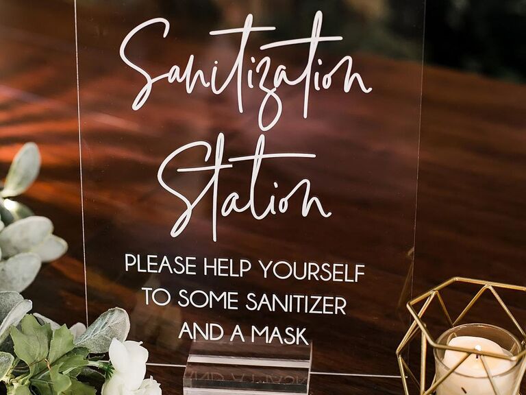 clear please use sanitizer sign Be wise sanitize acrylic sign Spread love not germs wedding sign covid wedding sign