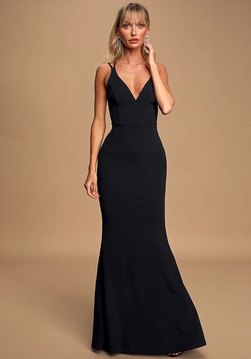 Lulus All This Allure Black Strappy Backless Mermaid Maxi Dress Bridesmaid Dress The Knot 2124