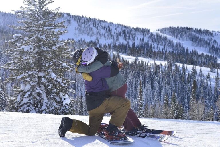 and a celebration. She said YES!! Thus began their best ski day ever, and their new lives together.