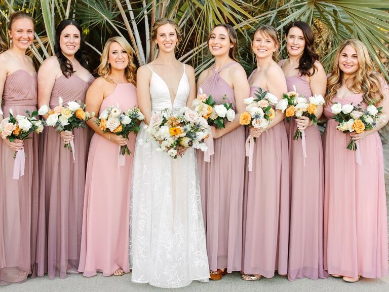 maid of honor and bridesmaids dresses