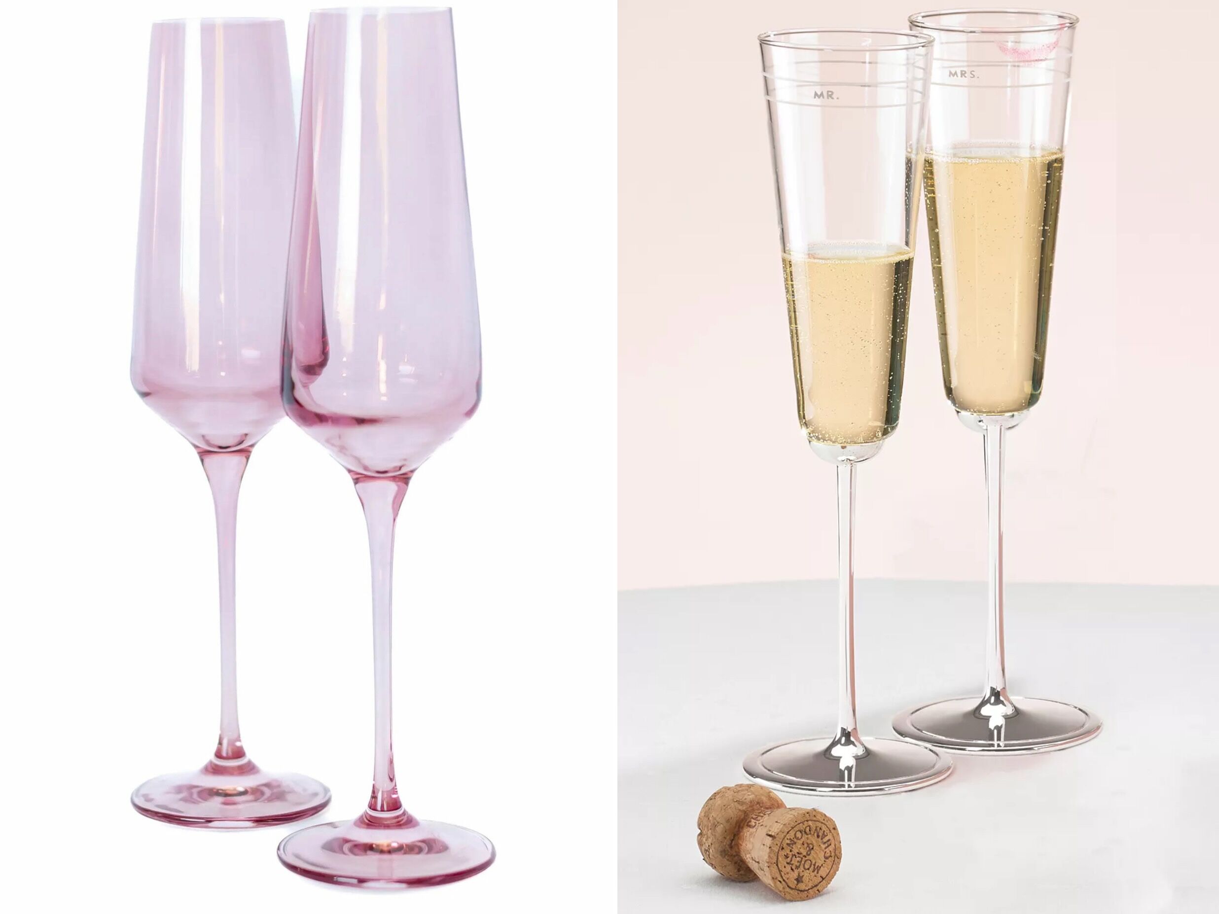 collage of wedding champagne flutes