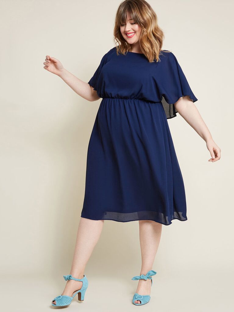 navy blue midi bridesmaid dress