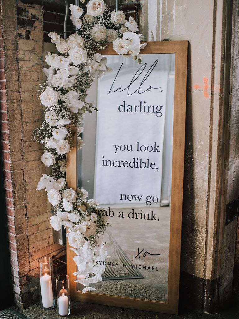 wedding sign quote mirror