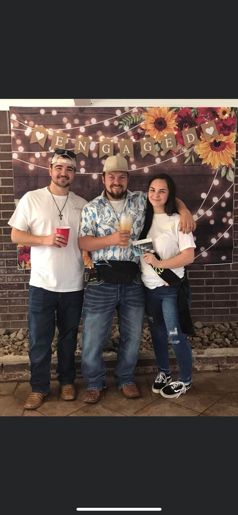 Had our engagement party!Asked all our bridesmaid/groomsmen to stand by our sides