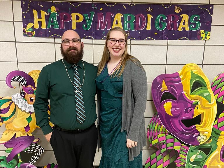 Michael and Julia went "Facebook official" after telling their friends and family they were dating! Their first major outing as a couple was at St. Bernard's "Mardi Gras Night at the Races" event.