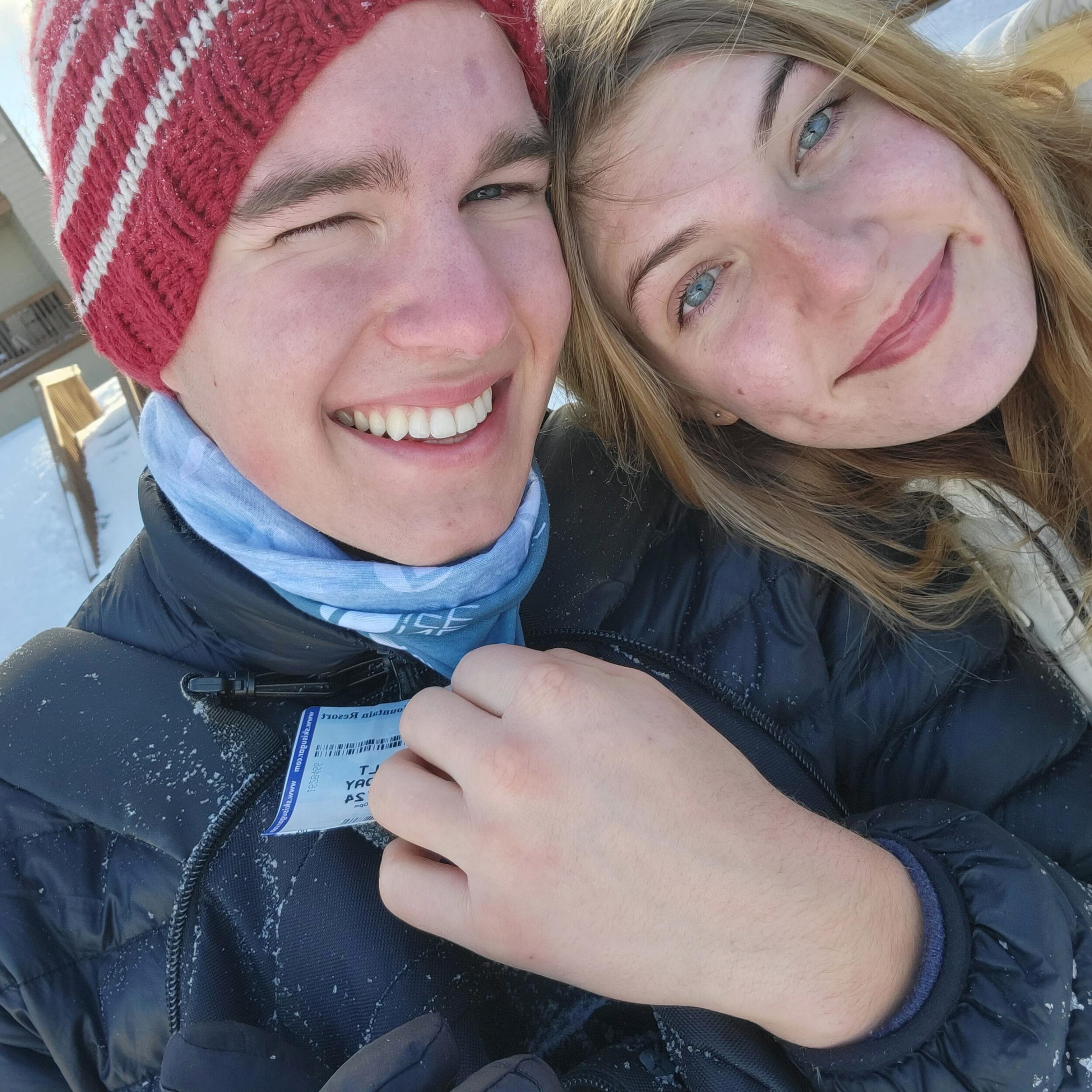 Skiing for the first time. Caleb's Christmas gift to Dalerose. Dalerose was not good but had a great teacher. (Caleb used to be a Ski instructor!!)