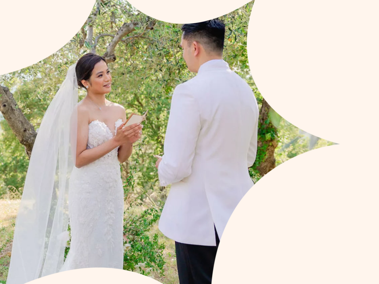 Couple exchanging private wedding vows