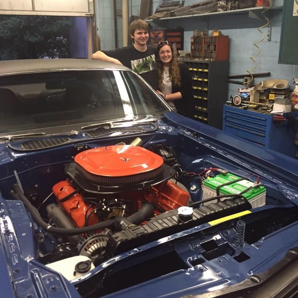 We spent much of our first year together hanging out in the garage while Bryan built and restored his '71 Challenger. This was the night he test drove it for the first time
