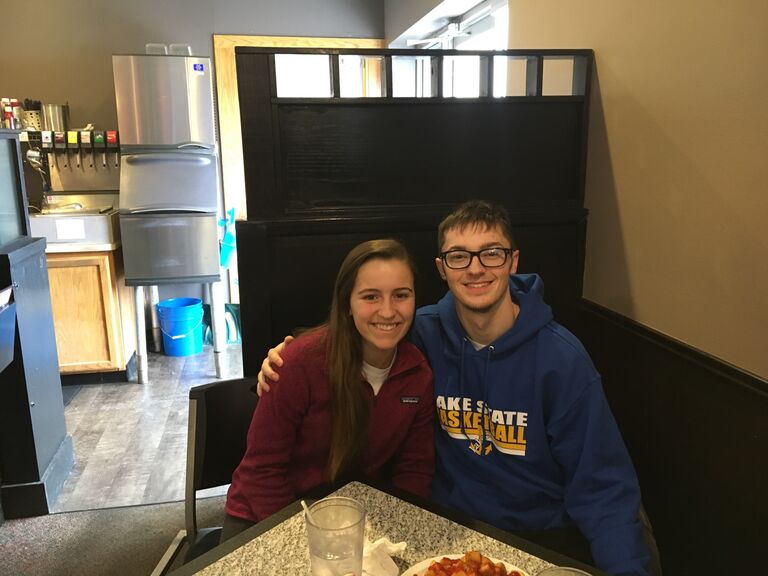 Jenai was a freshman at Grand Valley and played on the basketball team with Tim’s sister Bailey. Tim was a junior and played basketball at Lake Superior State. Met for the first time after GVSU played at Lake State. 
