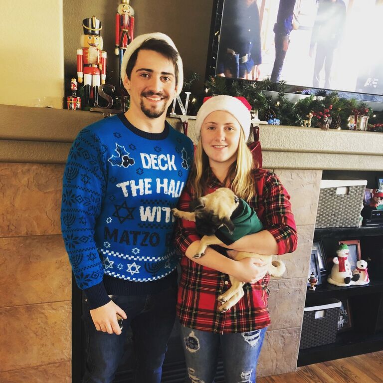 We spent our first holiday season together celebrating both Hanukkah and Christmas. 