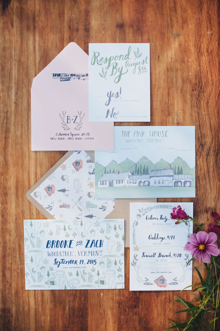 Rustic Illustrated Wedding Invitations