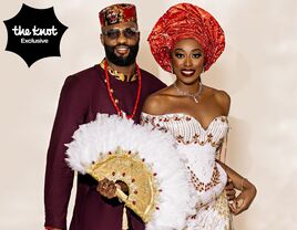 Chiney Ogwumike and husband Raphael Akpejiori Nigerian wedding portrait