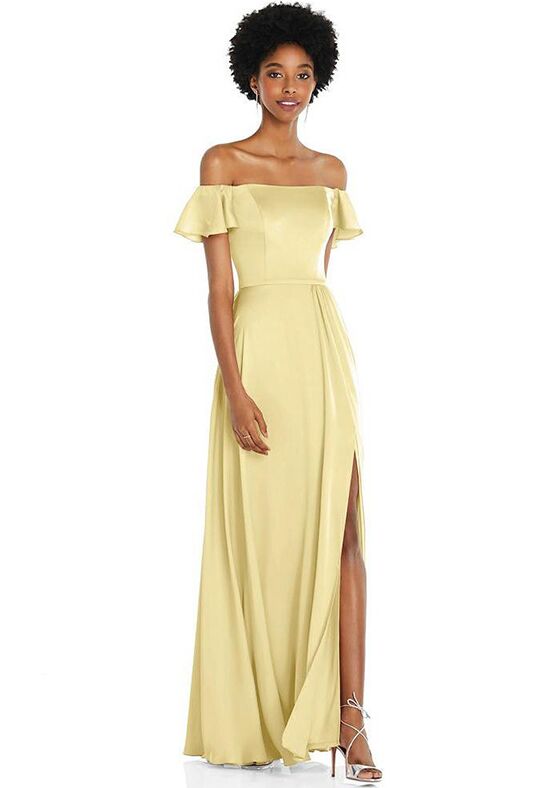 Dessy off the store shoulder bridesmaid dress