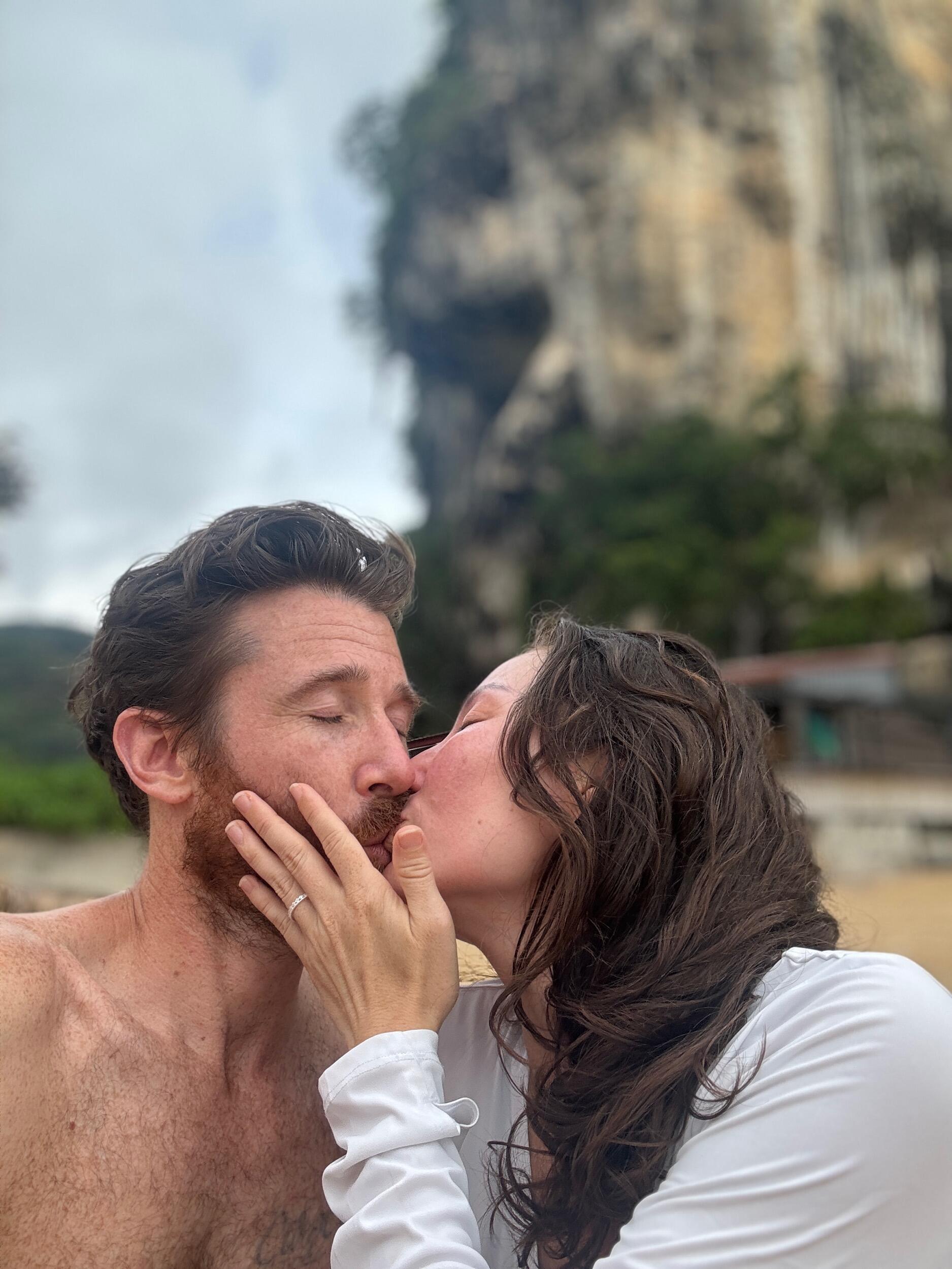 On our epic Korea/Thailand trip, on a secluded beach, Will hid an engagement ring under a shell he knew I would find and proposed!
