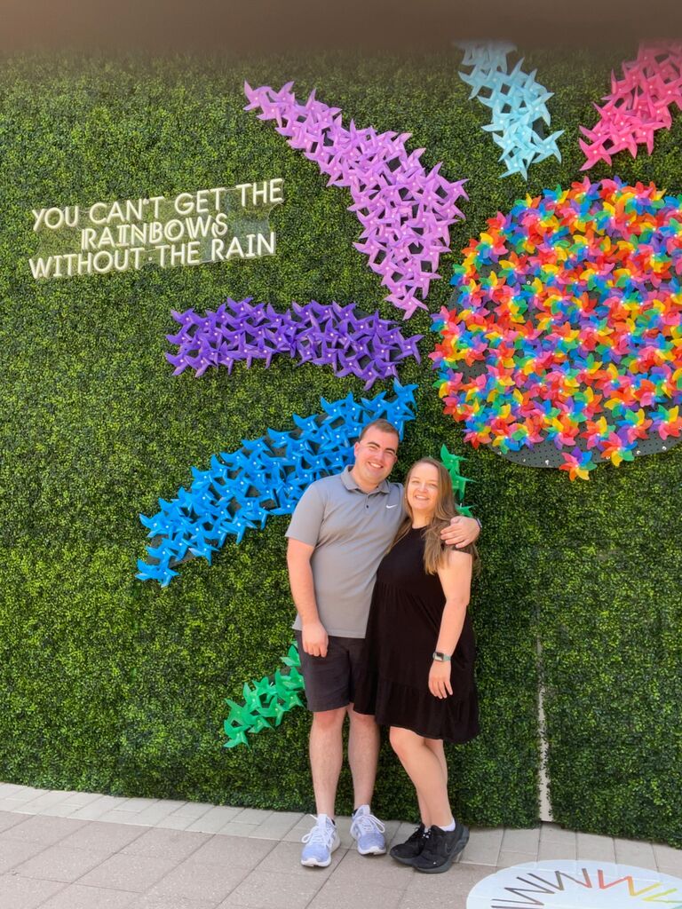 This is the first photo Nick and Kim took together! They took it at a selfie station in Legacy West, Plano!