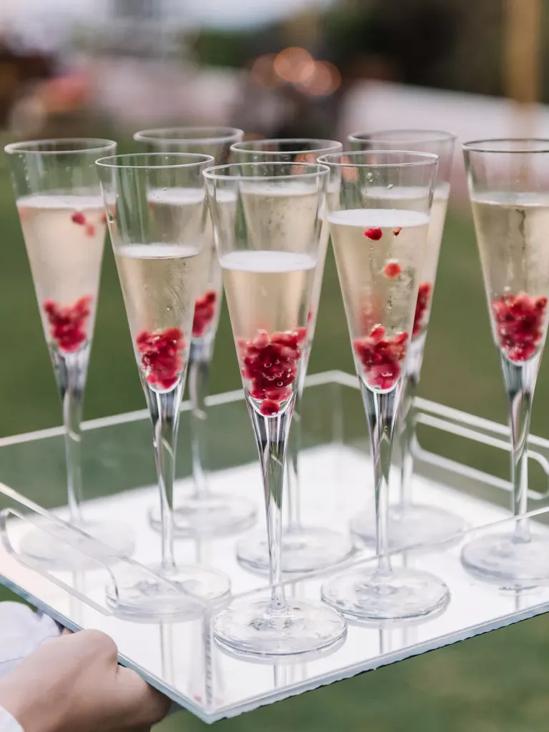 Champagne and fruit signature wedding drink idea
