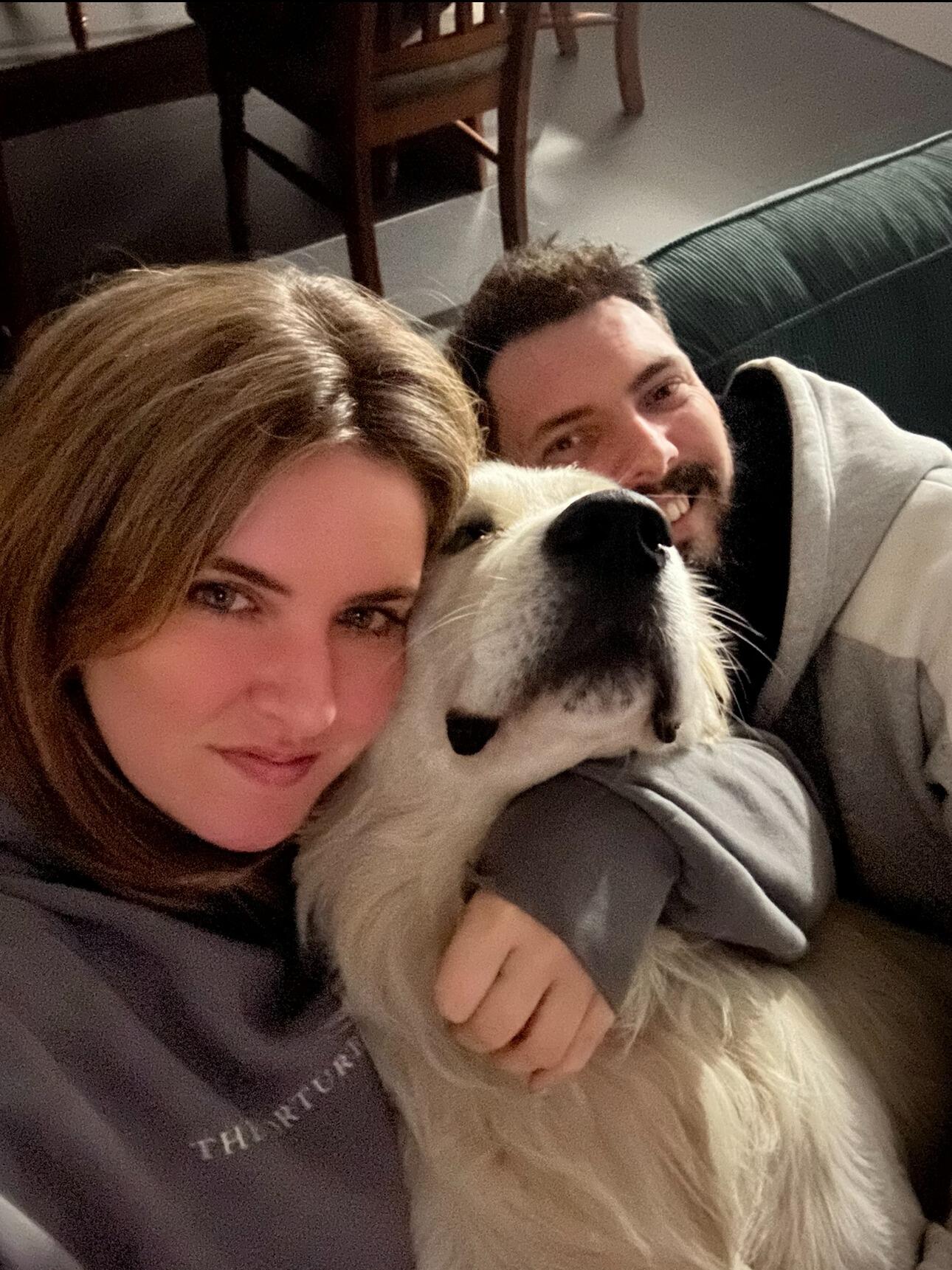 Heather and Rob brought home a golden retriever named Winston. 