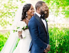 Bride surprising the groom during their first look