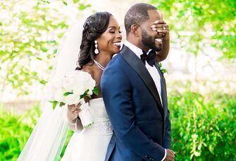 Bride surprising the groom during their first look