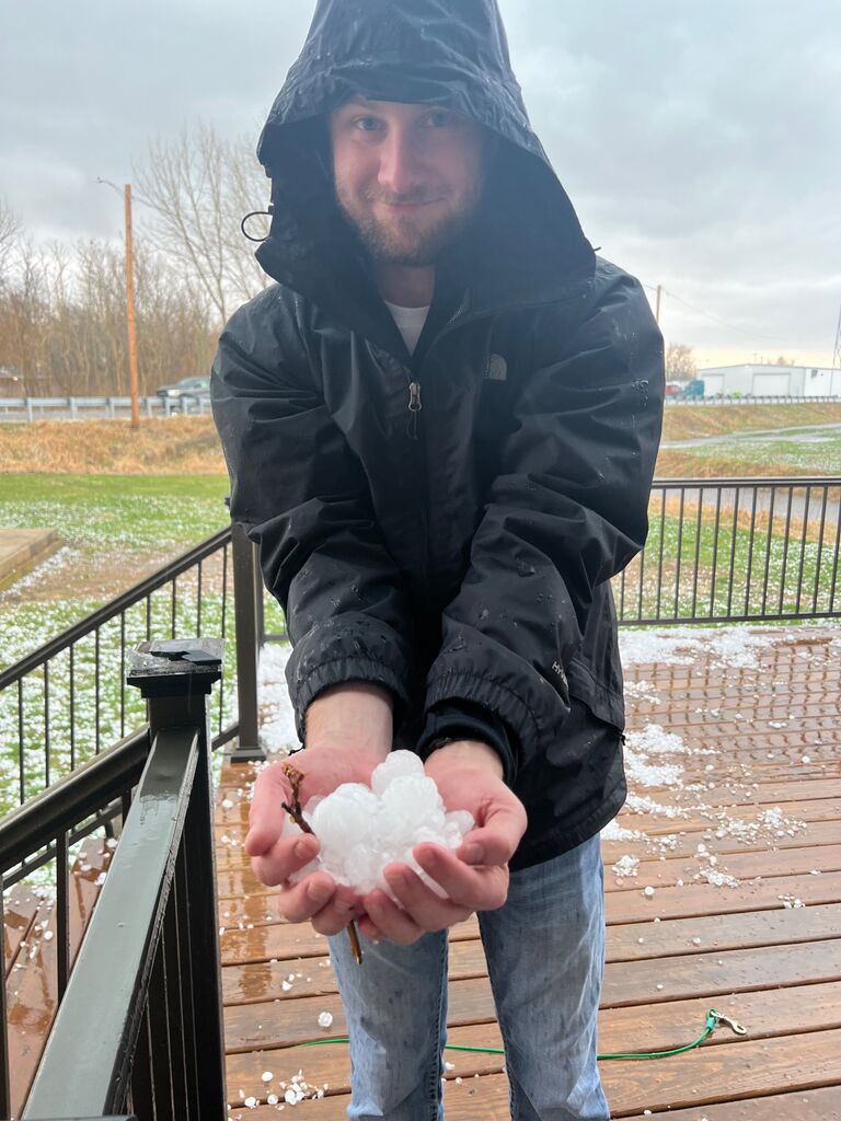 Hail damage on said first home