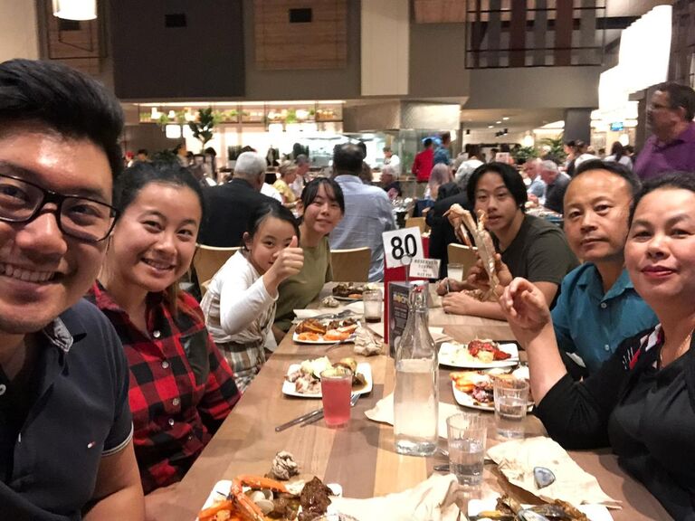 First dinner out with Amae's family!