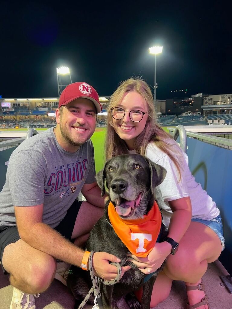Rocco's first Nashville Sounds game! Look how happy!