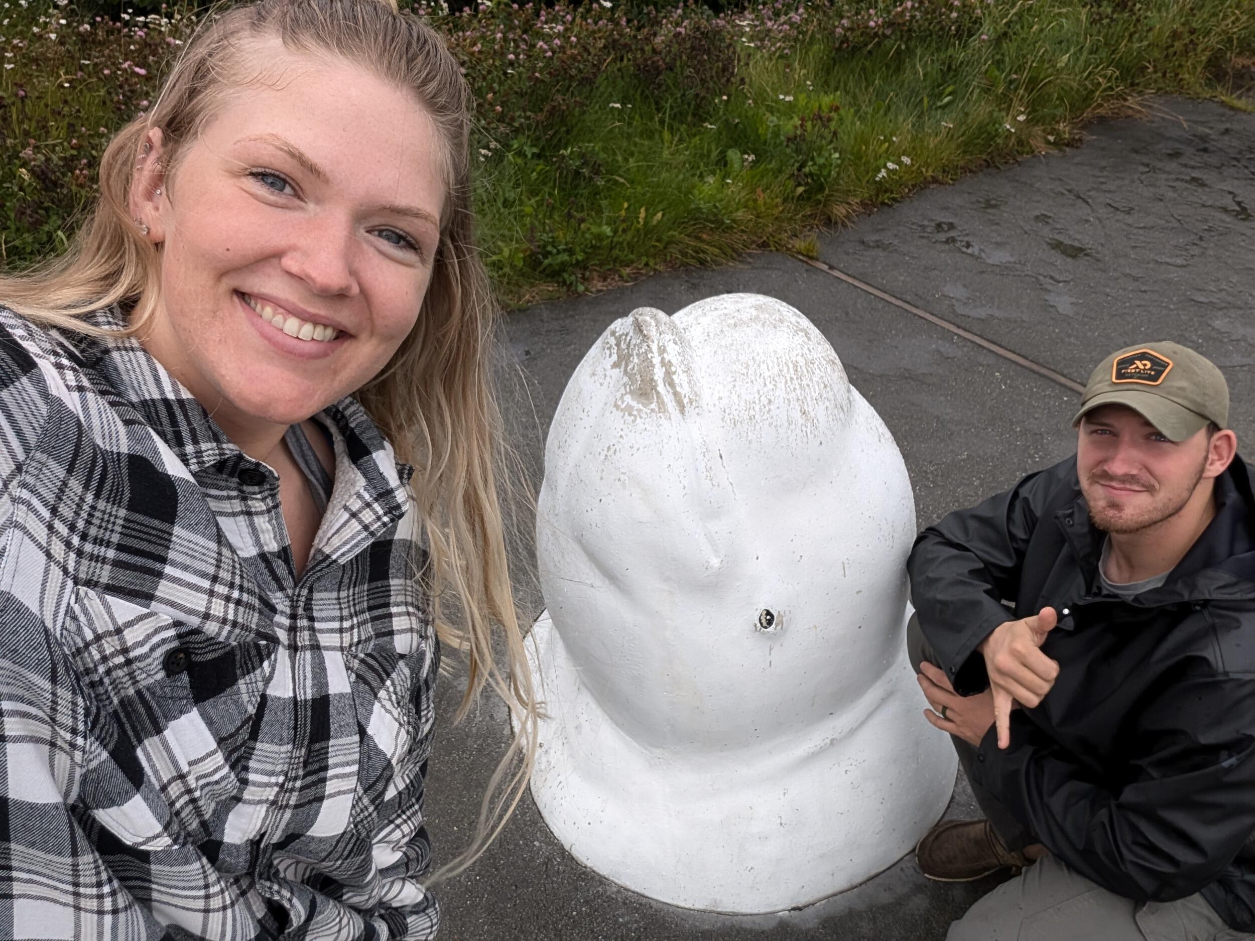 A trip down to the Alaskan coast involved seeing Baluga whales! Getting good pictures of whales is hard, so we found a statue instead.