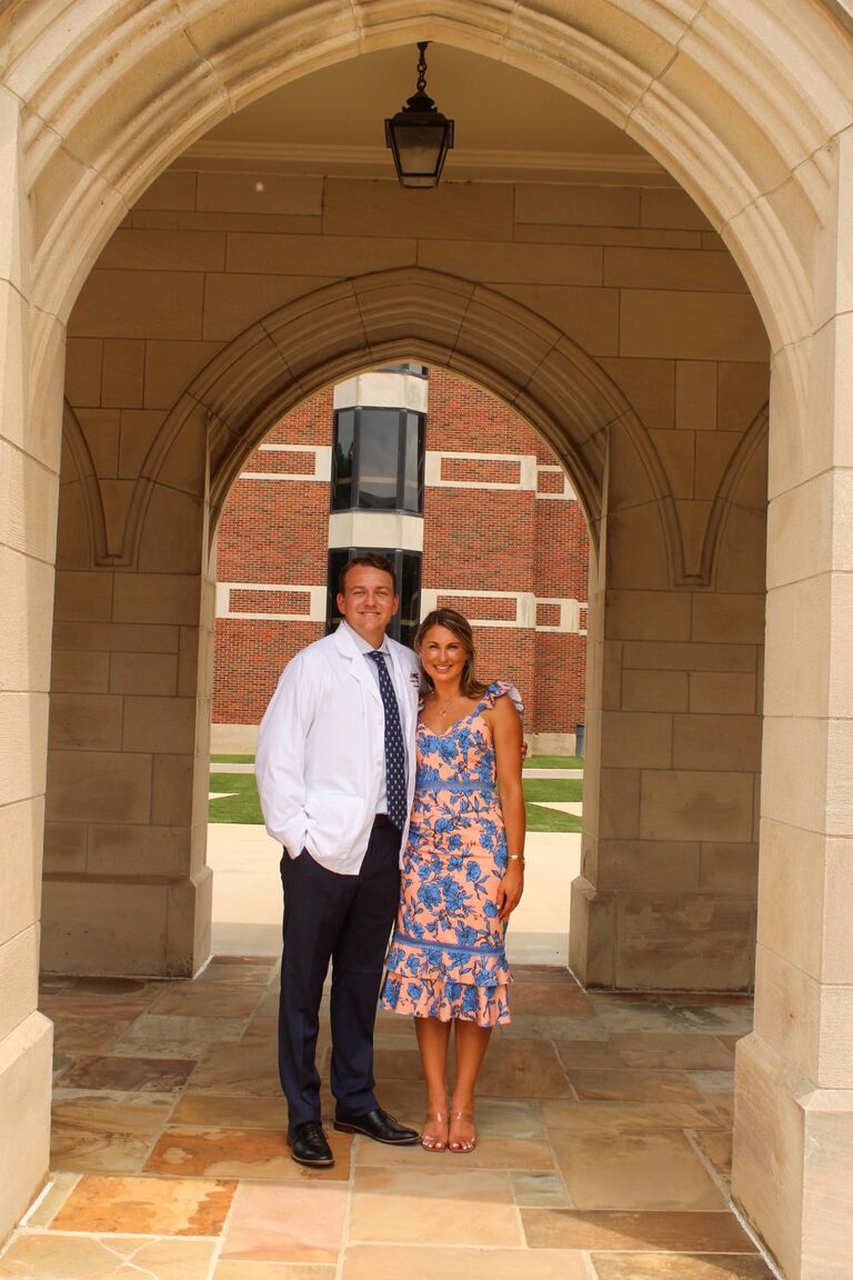 Ike’s white coat ceremony for dental school. Dr. John Hennelly Irvin coated his little brother!