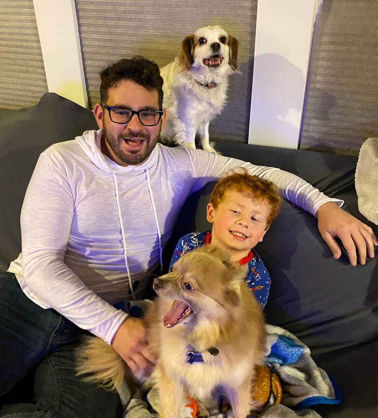 Had our first family sleepover at Evan's house. This is where King fell in love with Miggy & Prince.