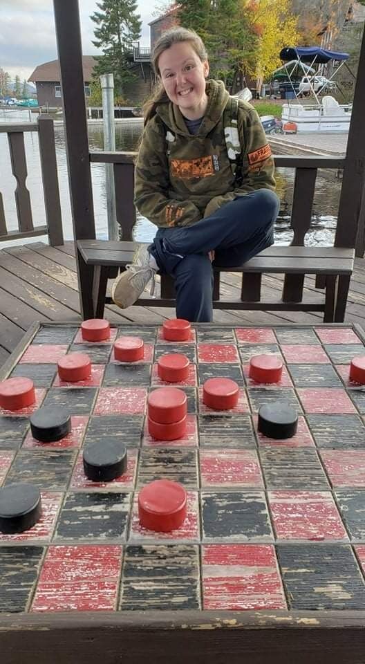 Our first weekend away at Big Moose Lake.  Allison (Red), Josh (Black).  I beat Josh at checkers, but he is more of a chess man.  If we were playing chess, he would have destroyed me!
