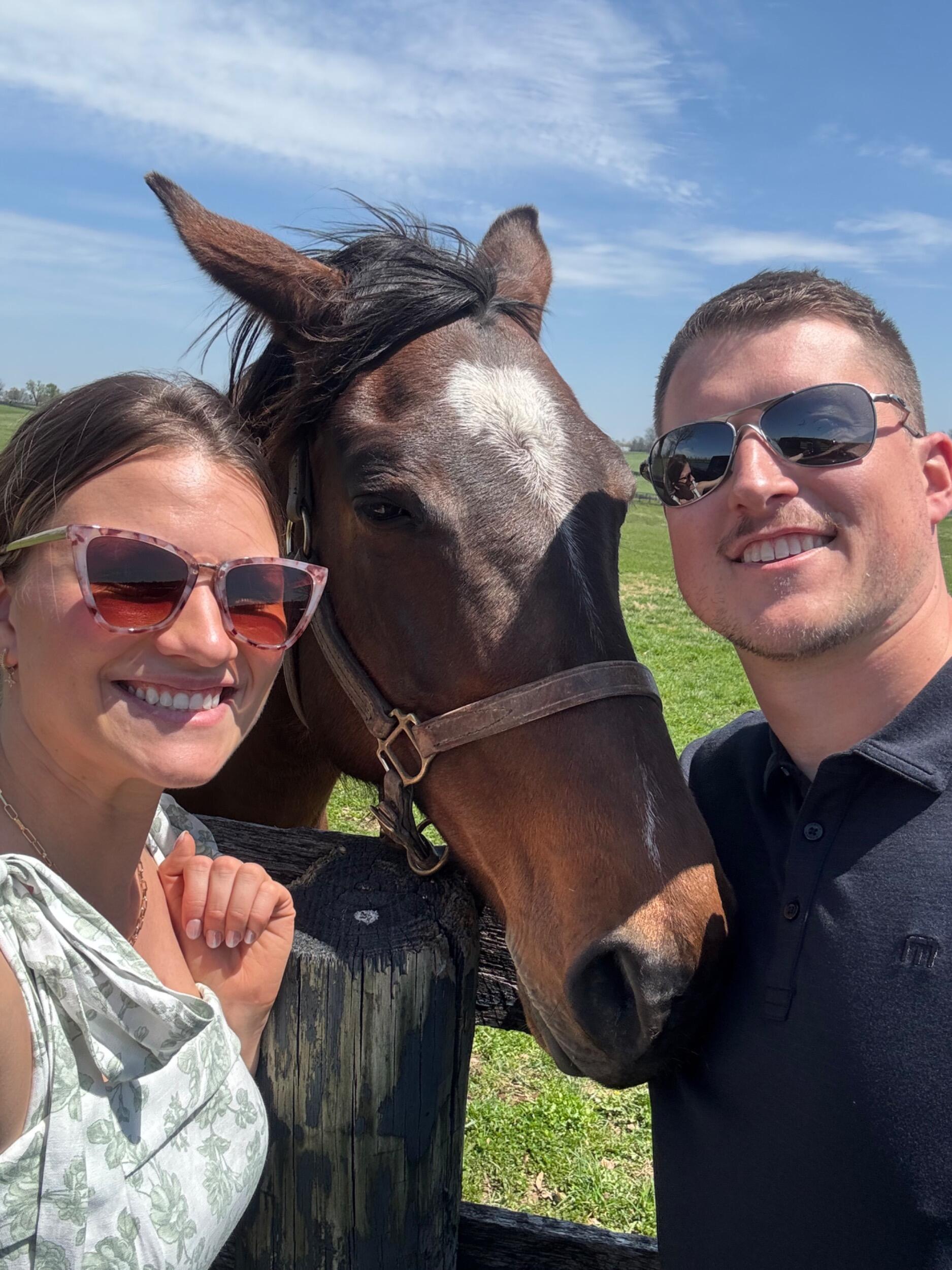 The day Chase proposed! He had a whole day secretly planned for our engagement. We started with a tour of a beautiful horse farm in Lexington. 