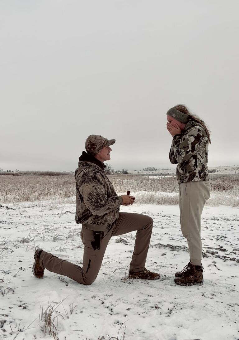 HE PROPOSED!!! After a weekend of bitter cold hunting, Reid popped the question. He surprised me while we were dancing at Durkee Lake.
