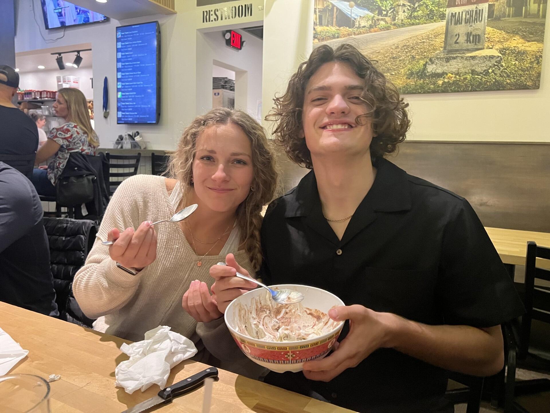 Just two foodies enjoying their ice cream.