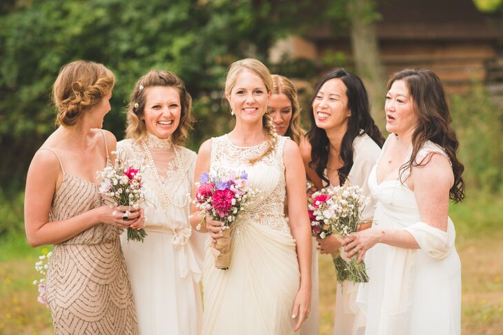 cream white bridesmaid dresses