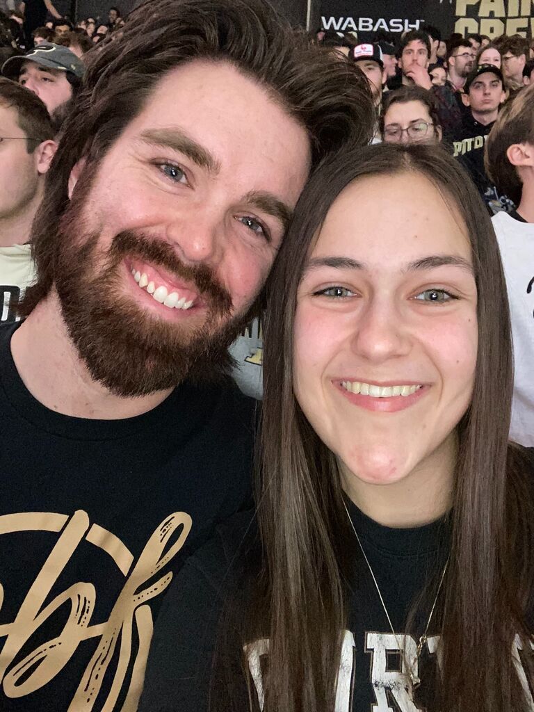 Aaron's first Purdue basketball game (he didn't even have to lose a bet for him to come - shocker)