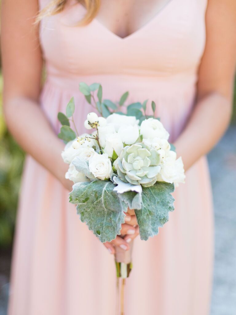Rose Gypsophila White Blush Bouquet Ribbon Bow /  ribbon-wedding-ide…