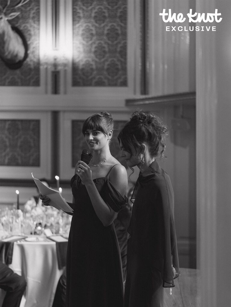 Logan Rae Hill's sisters Taylor and Mackinley giving a speech at her wedding reception