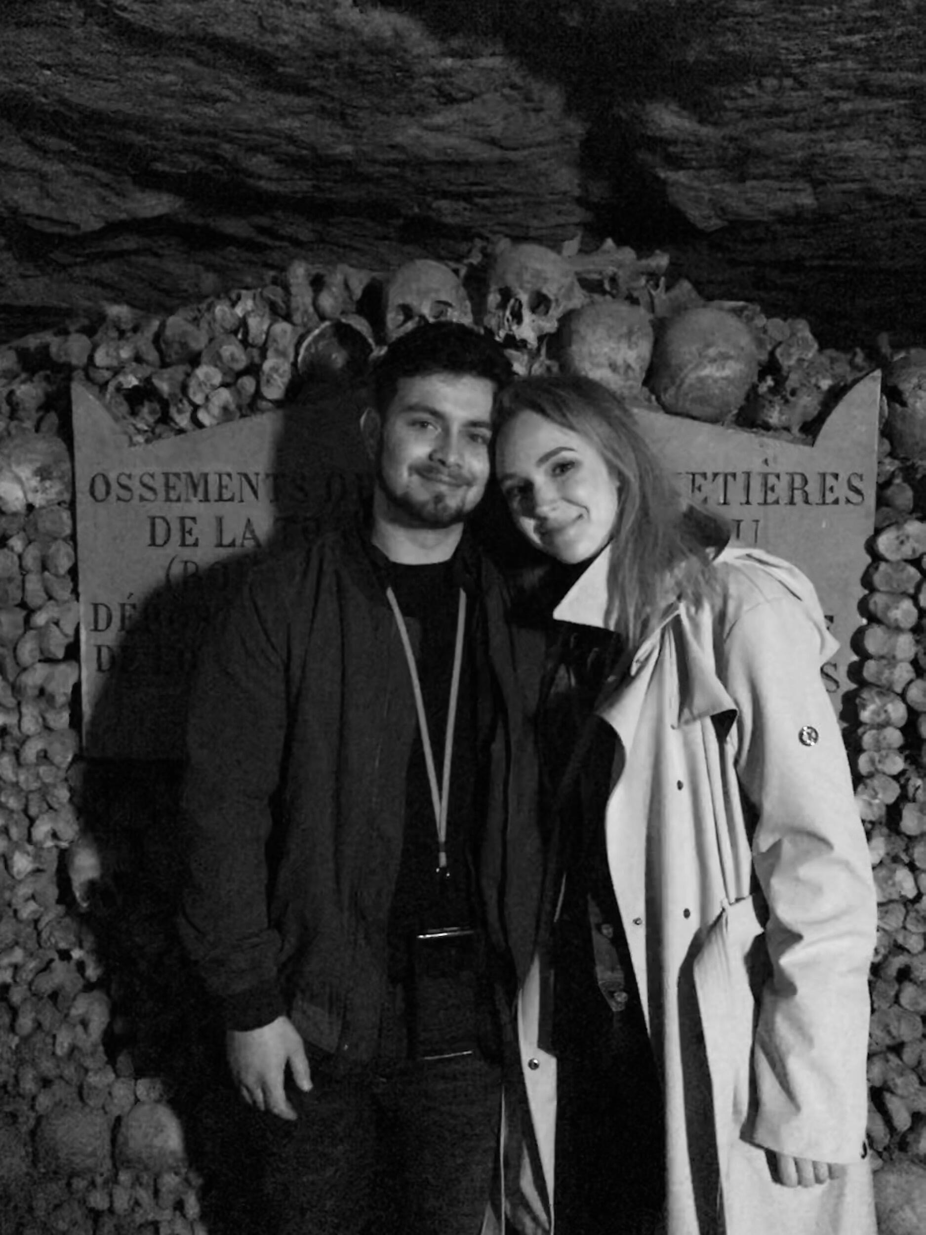 The Paris Catacombs.