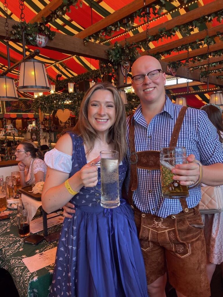Enjoying the drinks at Oktoberfest in Munich