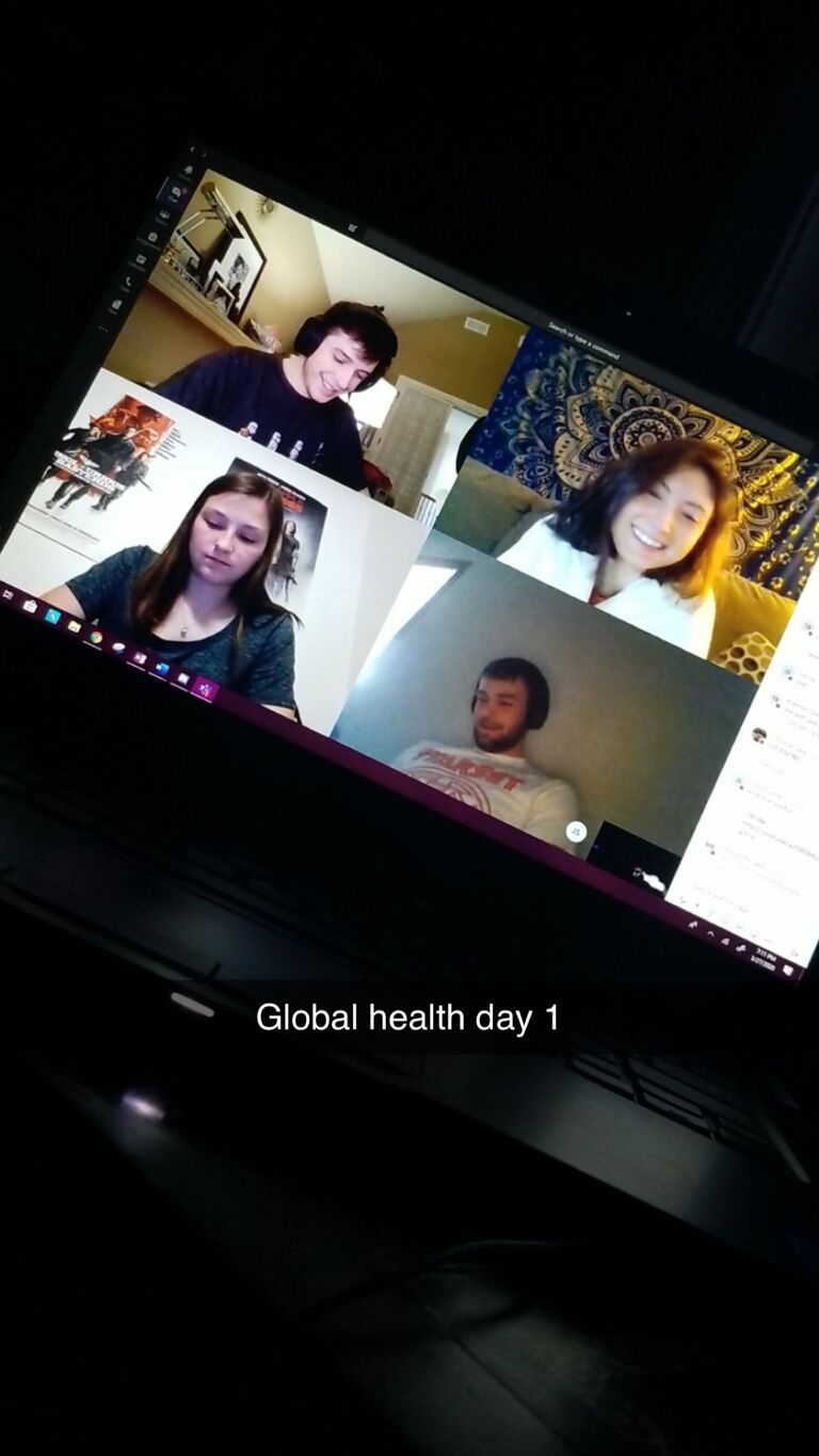 COVID happened... but that didn't stop us from video chatting over Microsoft Teams! Nick took this picture of our first video hangout.