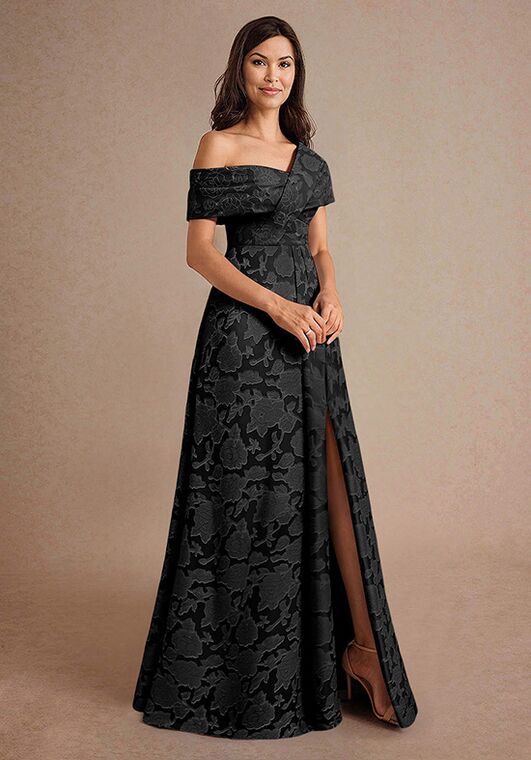 Azazie Azazie Milton Floral Burnout in Black Mother Of The Bride Dress |  The Knot