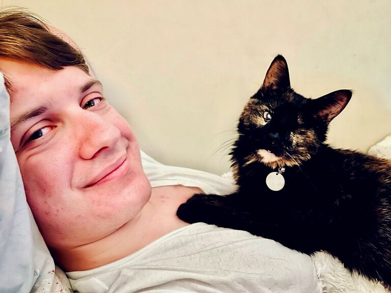 Griffen bonding with Bailey's childhood cat, Tabitha.
