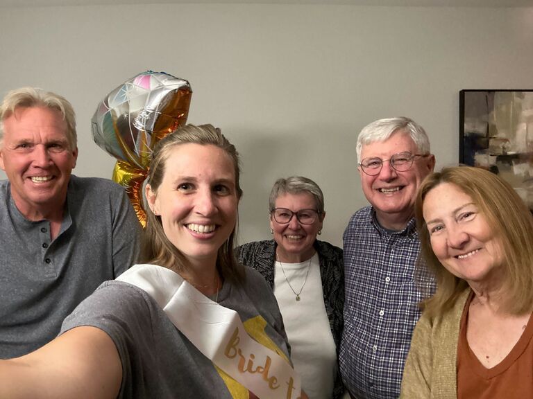 Jim forgot his wallet on the way to the airport and missed his flight, so Allynn enjoyed a little engagement party as our parents met for the first time... without the groom! 