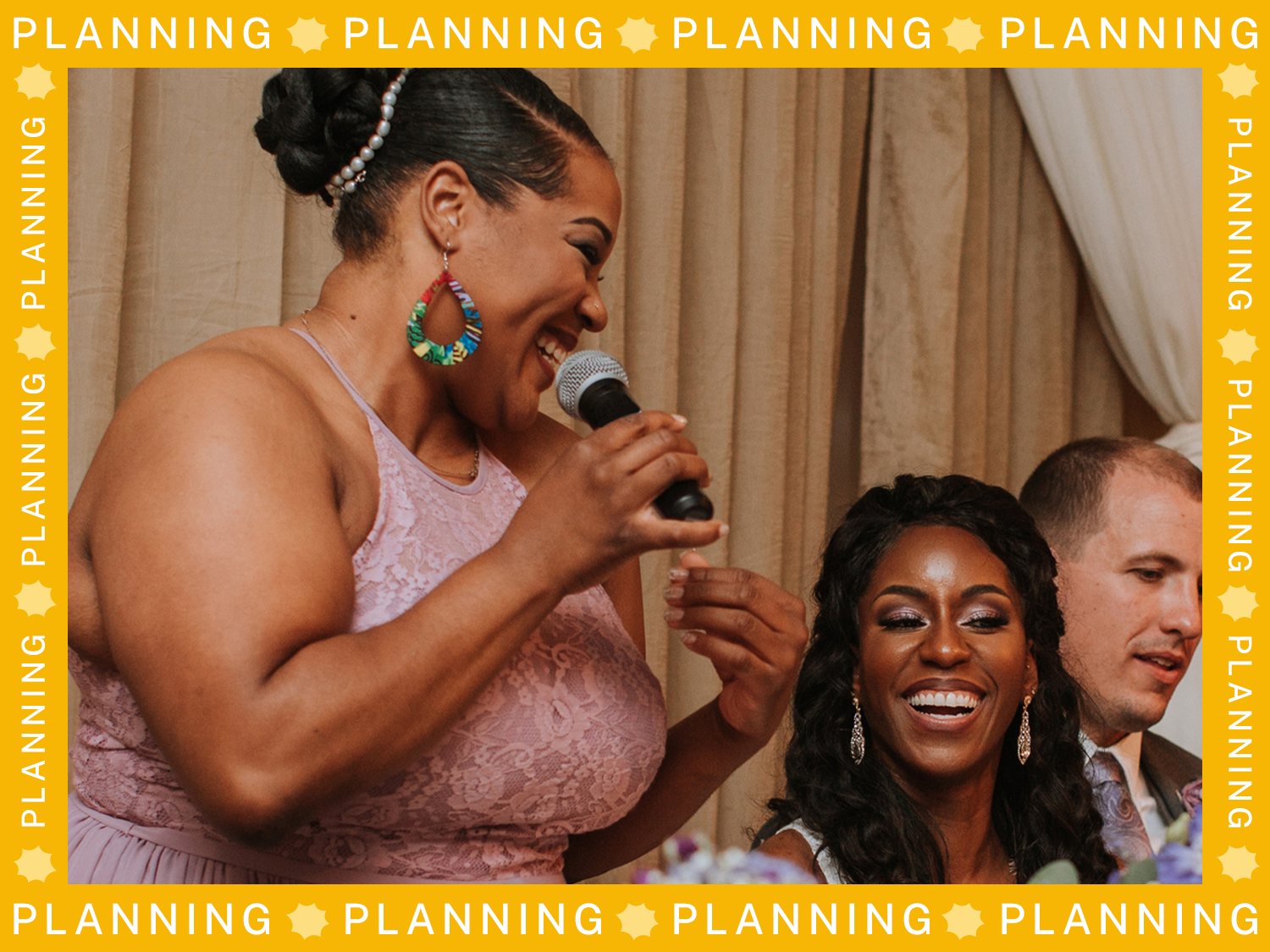 Woman giving speech at wedding