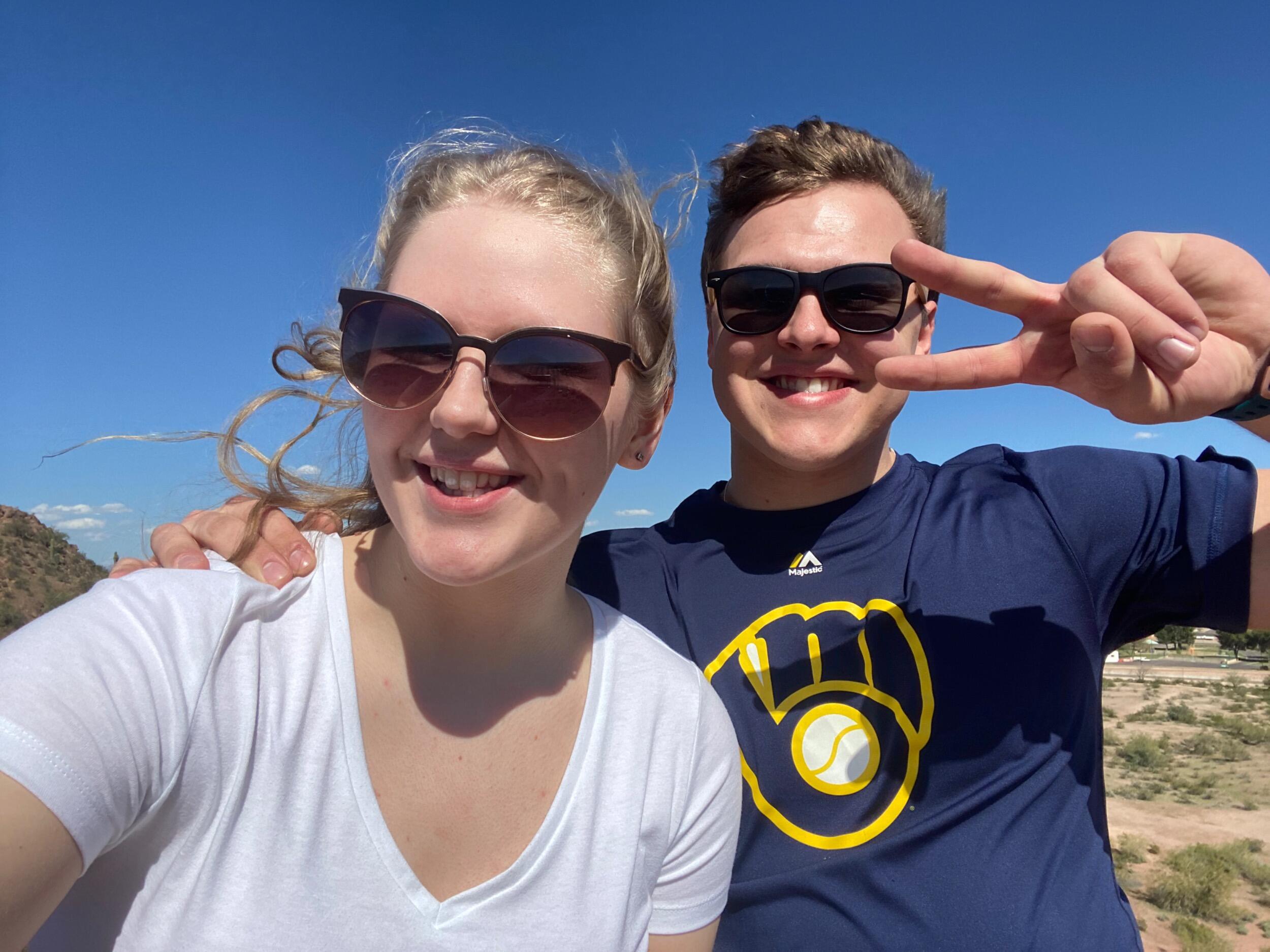 Kurtis and Paige first met in the Wisconsin Lutheran College choir. In this photo, they were on a choir tour in Arizona when Kurtis asked Paige to take a picture (2 years prior to dating).