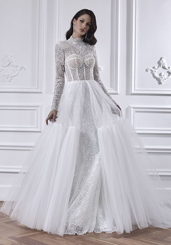 Long Sleeve Lace Fit And Flare Wedding Dress With Back Detail