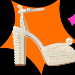 Jimmy Choo white block heel with pearls