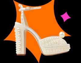 Jimmy Choo white block heel with pearls