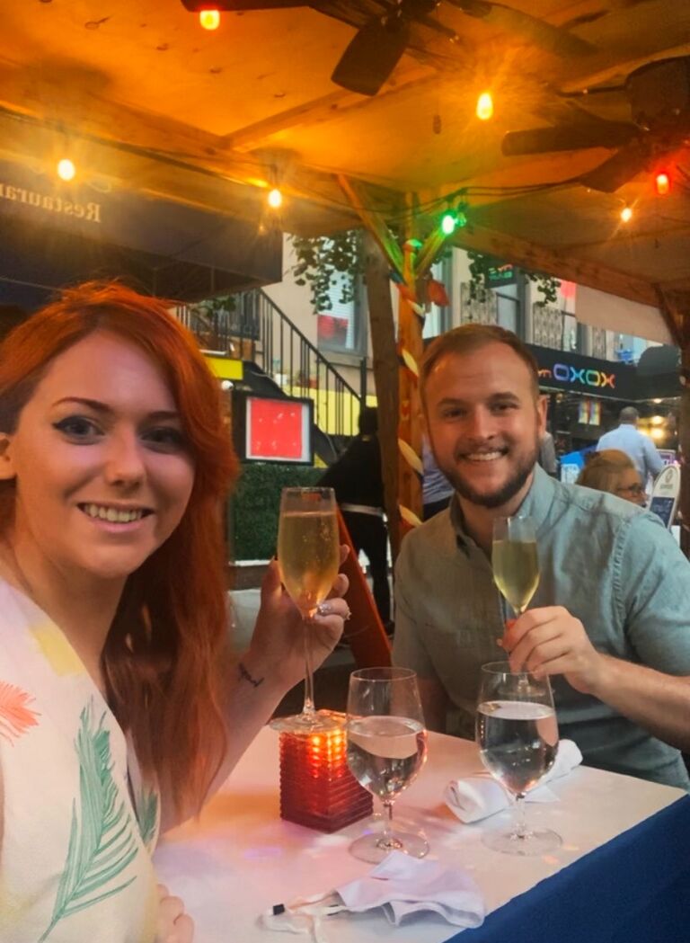 Celebrating one year of our fairytale in the best way- Walking on champagne bubbles into a Broadway theatre