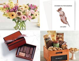 Collage of sorry gifts for your partner